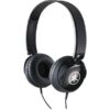 Casque audio noir Yamaha filaire, avec oreillettes rembourrées et logo blanc. Accessoire audio haute qualité pour musique.